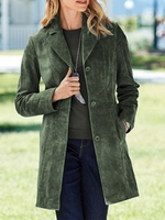Women Casual Plain Autumn Suede Natural Micro-Elasticity Long sleeve Regular Regular Size Overcoat