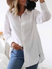 Women Casual Plain Spring Natural Micro-Elasticity Standard Regular Regular Shirt Collar Blouse
