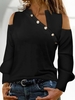 Women Casual Plain Spring V neck Daily Loose Standard H-Line Regular T-shirt