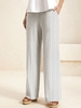 Women Casual Plain Spring/Fall Cotton Natural Commuting Loose Wide leg pants Regular Pants