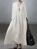 Women Casual Plain Spring/Fall Cotton Natural No Elasticity Maxi H-Line No Dresses