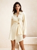 Women Casual Plain Spring/Fall Cotton Natural No Elasticity Short X-Line Shirt Collar Dresses