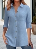 Women Casual Plain Spring/Fall Daily Long Sleeve Denim Regular Regular Shirt Collar Blouses