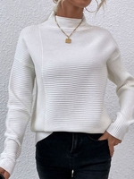 Women Casual Plain Spring/Fall Heavyweight Micro-Elasticity Daily Loose Knitted Fabric H-Line Sweatshirts