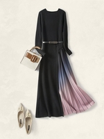 Women Casual Plain Spring/Fall Heavyweight Party Regular Fit Crew Neck A-Line No Dresses