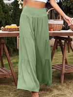 Women Casual Plain Spring/Fall High Waist No Elasticity Daily Cotton And Linen Long Regular Pants