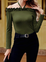 Women Casual Plain Spring/Fall Knitted Daily Regular Fit Regular H-Line Medium Elasticity Shirts