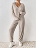 Women Casual Plain Spring/Fall Loose Long Sleeve Cotton-Blend H-Line Regular Medium Elasticity Two-Piece Sets
