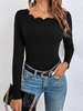 Women Casual Plain Spring/Fall Micro-Elasticity Daily Regular Fit Crew Neck H-Line Regular Shirts