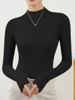 Women Casual Plain Spring/Fall Micro-Elasticity Household Long Sleeve Regular H-Line Regular T-shirts