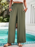 Women Casual Plain Spring/Fall Natural Daily Loose Long H-Line Regular Pants