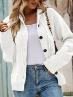 Women Casual Plain Spring/Fall Natural Daily Loose Long Sleeve Wool/Knitting Regular Cardigans