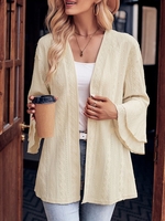 Women Casual Plain Spring/Fall Natural Micro-Elasticity Daily Loose Long Sleeve Regular Kimonos