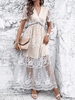 Women Casual Plain Spring/Fall Natural No Elasticity Daily Lace Maxi Regular Dresses