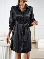 Women Casual Plain Spring/Fall Natural No Elasticity Daily Long Sleeve Regular Shirt Dress Dresses