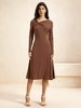 Women Casual Plain Spring/Fall Natural No Elasticity Daily Long Sleeve X-Line Regular Dresses