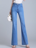 Women Casual Plain Spring/Fall Natural No Elasticity Loose Denim H-Line Regular Jeans