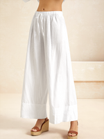Women Casual Plain Spring/Fall No Elasticity Elastic Band Wide leg pants Long Regular No Pants