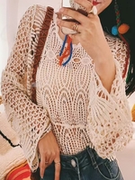 Women Casual Plain Spring/Fall No Elasticity Loose Long Sleeve Crew Neck H-Line Regular Shirts