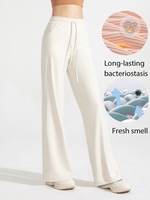 Women Casual Plain Spring/Fall Nylon Natural Daily Loose Straight pants H-Line Pants