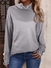 Women Casual Plain Spring/Fall Polyester Commuting Loose Turtleneck H-Line Regular T-shirts