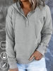 Women Casual Plain Spring/Fall Polyester Daily Loose Regular Buckle Regular Hoodies