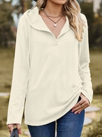 Women Casual Plain Spring/Fall Polyester Hoodie Daily Drawstring H-Line Regular Hoodies