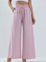 Women Casual Plain Spring/Fall Polyester Lightweight Loose Wide leg pants Long H-Line Pants
