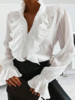 Women Casual Plain Spring/Fall Polyester Loose Long Sleeve Regular H-Line Regular Blouses