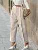 Women Casual Plain Spring/Fall Polyester Natural Daily Loose Long Regular Pants