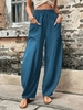 Women Casual Plain Spring/Fall Polyester Natural No Elasticity Daily Loose Long Pants