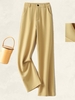 Women Casual Plain Spring/Fall Polyester Natural No Elasticity Daily Loose Regular Pants