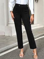 Women Casual Plain Spring/Fall Polyester No Elasticity Ankle Pants Straight pants H-Line Regular Pants