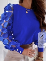 Women Casual Plain Spring/Fall Polyester No Elasticity Daily Long Sleeve Regular H-Line Shirts