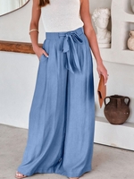 Women Casual Plain Spring/Fall Polyester No Elasticity Daily Loose Wide leg pants H-Line Pants