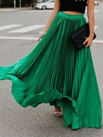 Women Casual Plain Spring/Fall Polyester No Elasticity Daily Maxi H-Line Regular Skirts