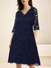 Women Casual Plain Spring/Fall Polyester No Elasticity Loose Lace Three Quarter Sleeve No Dresses