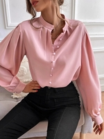 Women Casual Plain Spring/Fall Polyester No Elasticity Loose Regular H-Line Regular Blouses