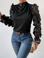 Women Casual Plain Spring/Fall Polyester Party Regular Fit Long Sleeve H-Line Regular Shirts