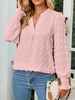Women Casual Plain Spring/Fall Polyester V neck Daily Long Sleeve H-Line Regular Shirts
