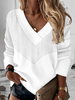Women Casual Plain Spring/Fall Polyester V neck Micro-Elasticity Daily H-Line Regular Sweatshirts