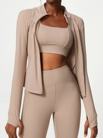 Women Casual Plain Spring/Fall Polyester Zipper Sports & Indoor Long Sleeve H-Line Regular Jackets