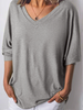 Women Casual Plain Spring/Fall V neck Daily Loose Jersey Standard H-Line Shirts