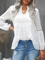 Women Casual Plain Spring/Fall V neck Daily Loose Regular H-Line Regular Shirts