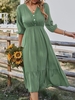 Women Casual Plain Spring/Fall V neck Midi Three Quarter Sleeve A-Line Regular No Dresses