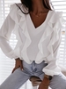 Women Casual Plain Spring/Fall V neck No Elasticity Daily Loose Long Sleeve Regular Shirts