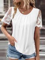 Women Casual Plain Summer Commuting Loose Best Sell Short sleeve Crew Neck H-Line T-shirts