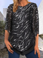 Women Casual Plain Summer Cotton Cap Sleeve Crew Neck Regular H-Line Regular Blouses