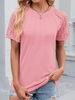 Women Casual Plain Summer Cotton Micro-Elasticity Daily Lace Regular Regular T-shirts