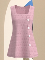 Women Casual Plain Summer Cotton Natural No Elasticity Regular A-Line No Tank Tops